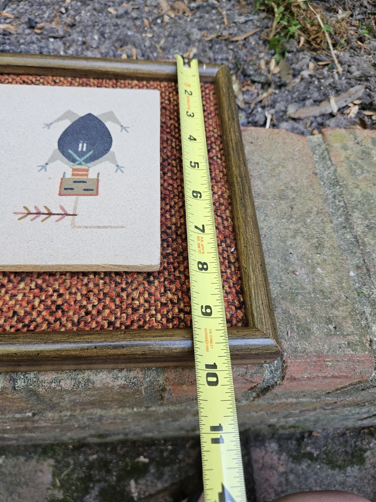 Vtg Native American Sand Art Painting in Wooden Frame Textured Back 12.5″ X 9.5″