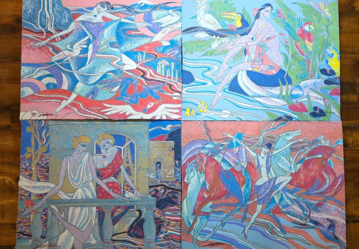 Lot of 4 Yamin Young Limited Edition Serigraphs. Numbered and Signed