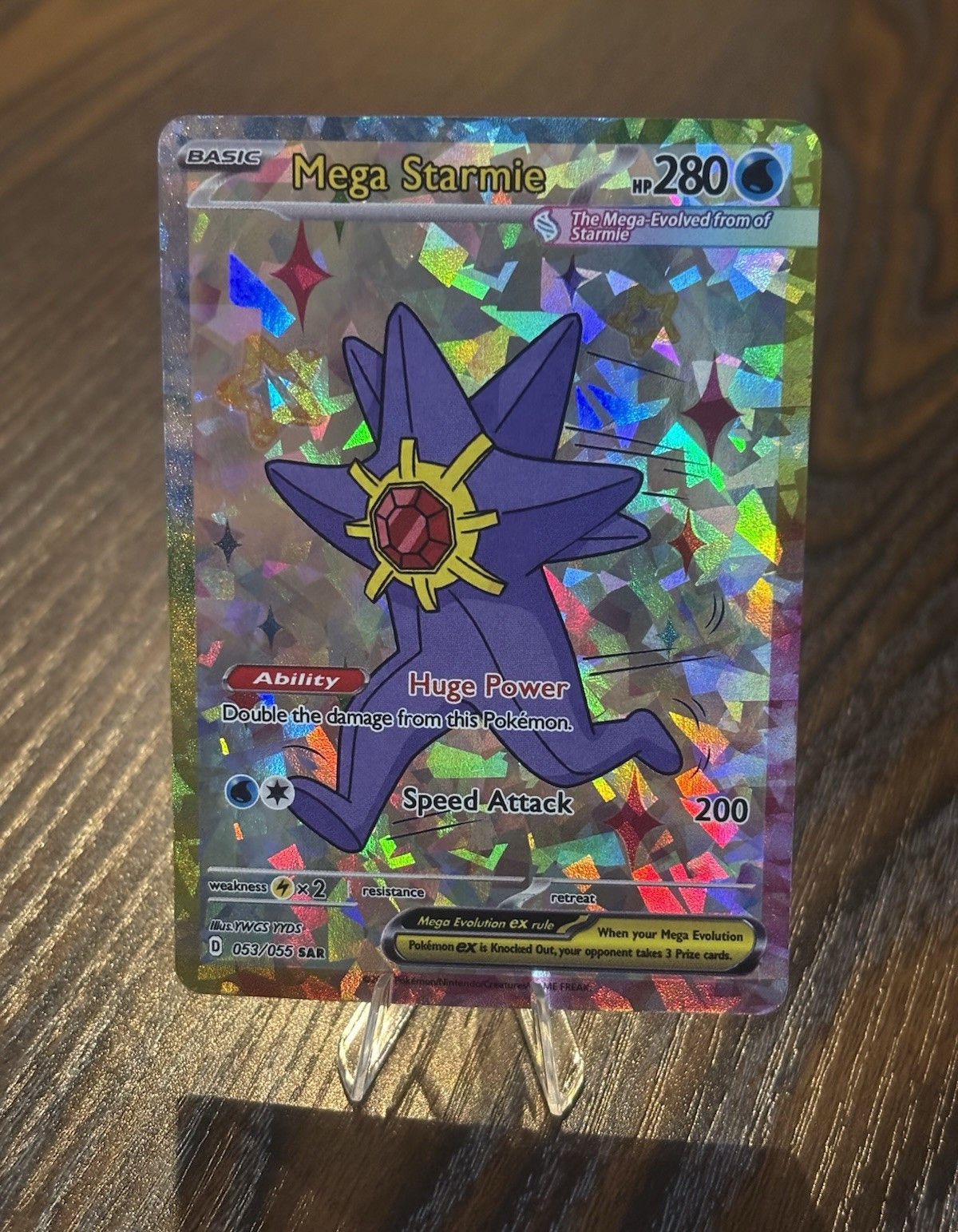 Pokemon Cracked Ice Holo Rainbow Boarder Cute Anime Mega Starmie Card Rare