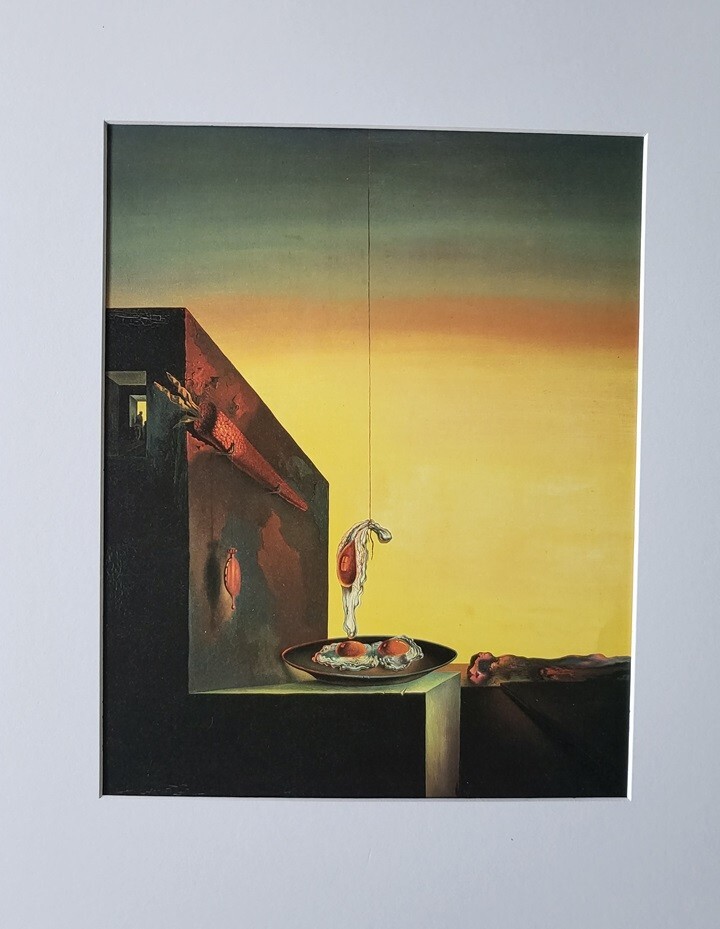 Salvador Dali ” Eggs on a Plate Without Plate” matted Offset Lithograph 1991