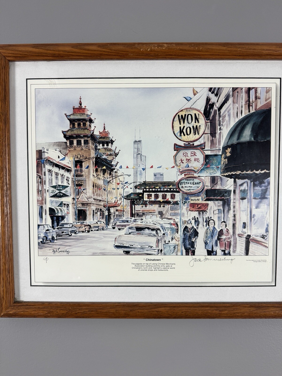 SIGNED ARTIST PROOF Jack Simmerling “Chinatown“ Lithograph 19×16 Inches