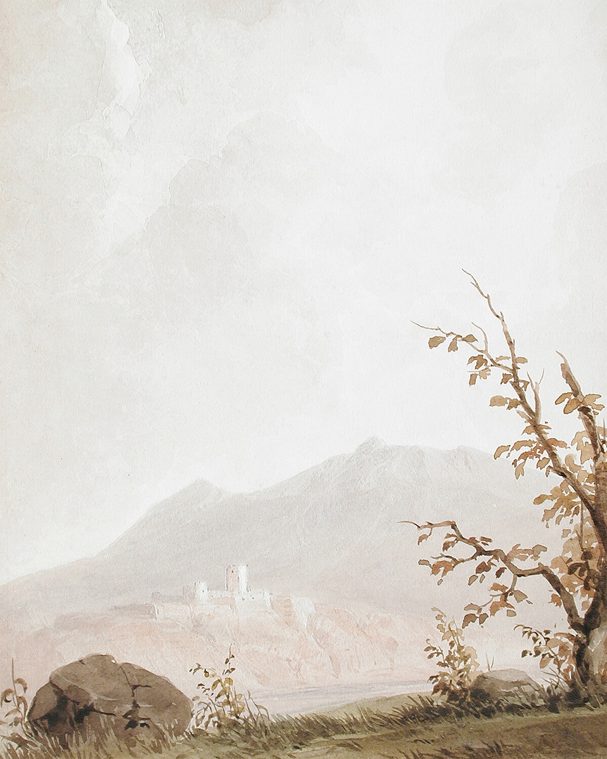 1800s Italian Landscape Minimalist Painting Giclee Print on Fine Art Paper