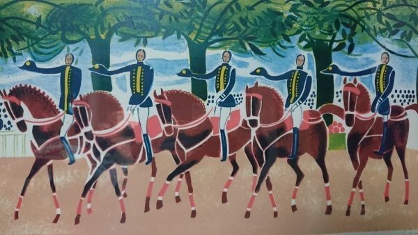 Jean-Pierre Grosperrin Lithograph Signed Horse Parade French Art 65x30cm