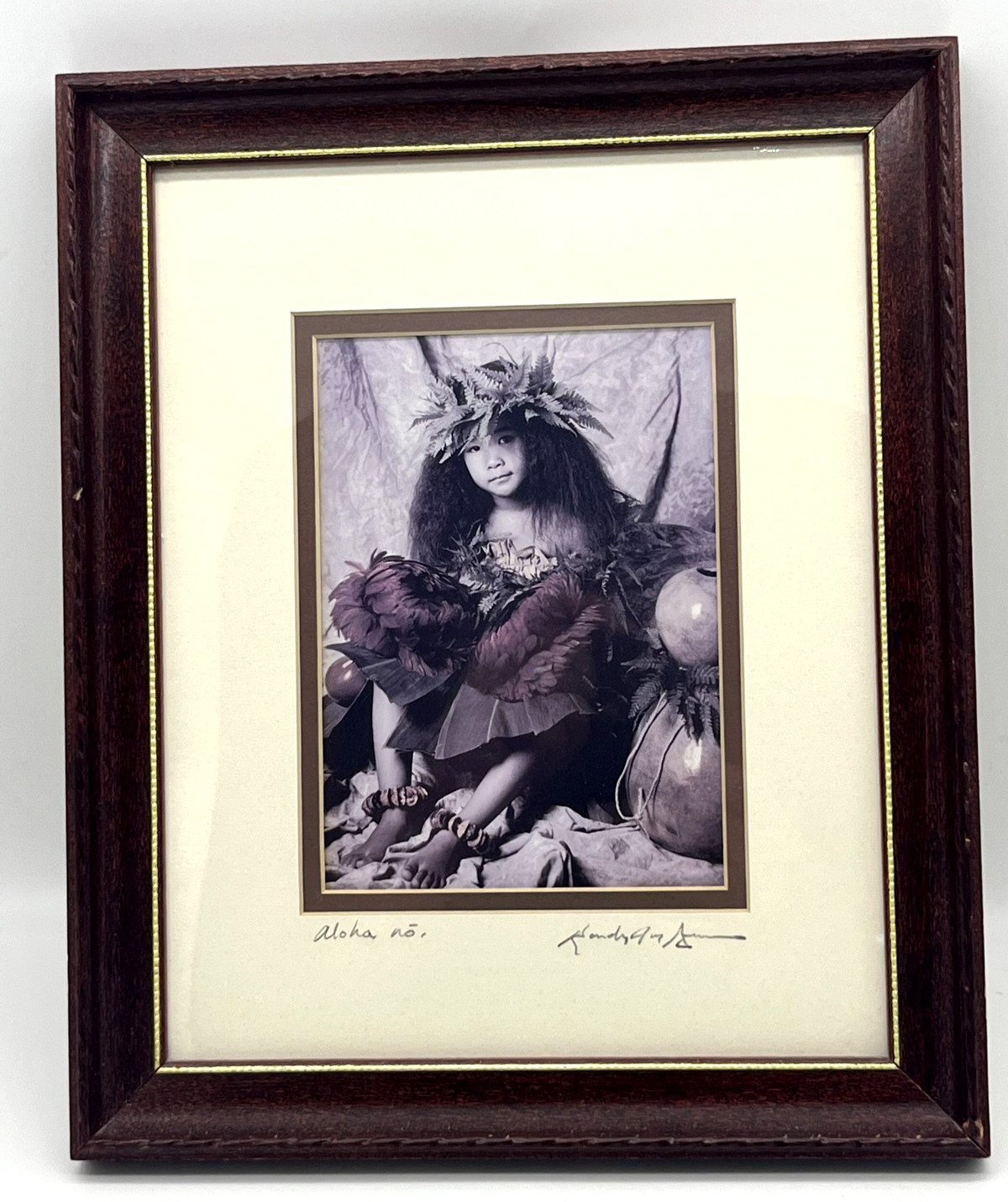 Randy Jay Braun SIGNED Keikamahine Little Hula Girl Framed Photo Hawaii 4.25×6″