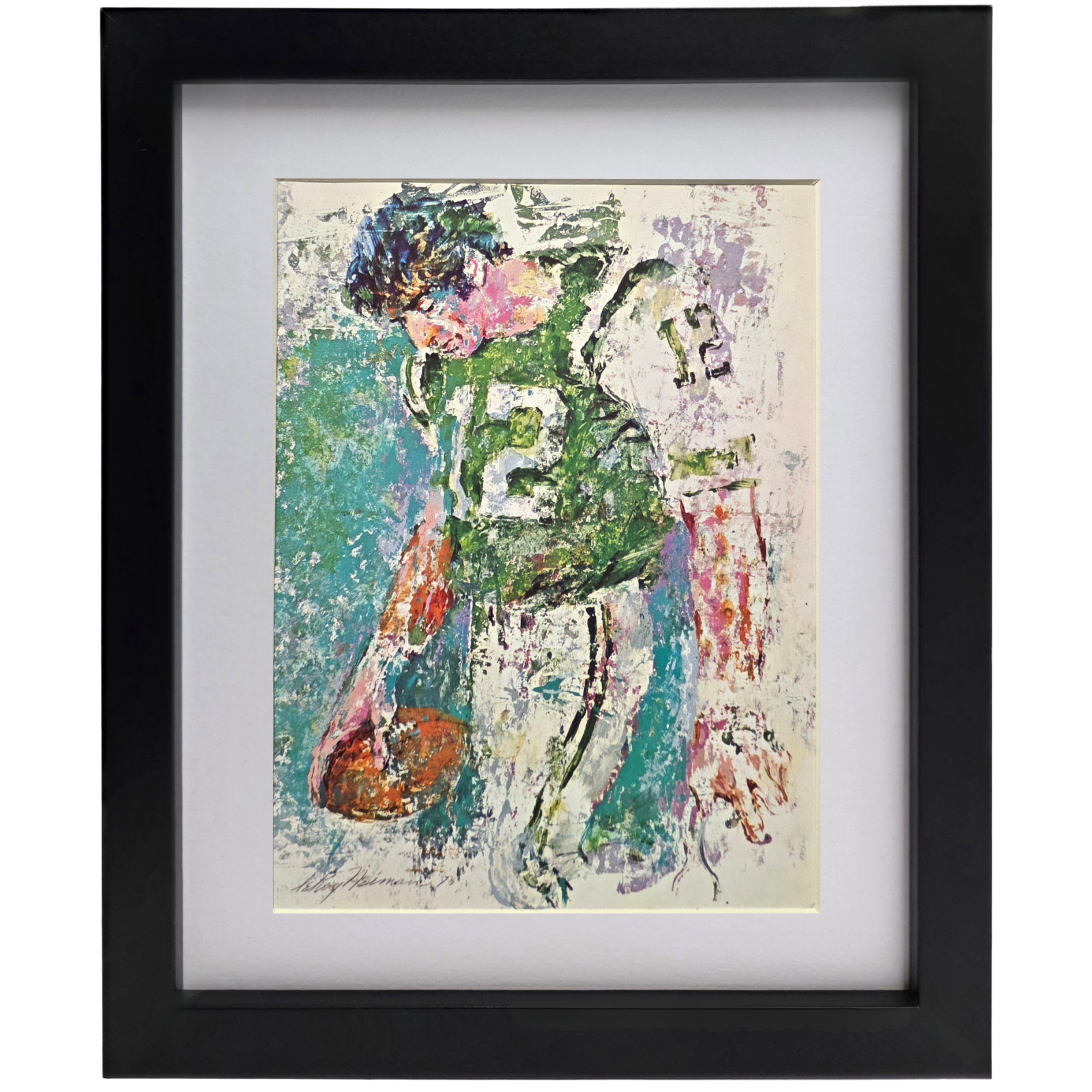 LEROY NEIMAN “Joe Namath” Plate Signed Framed Football Legends Sports Art Print
