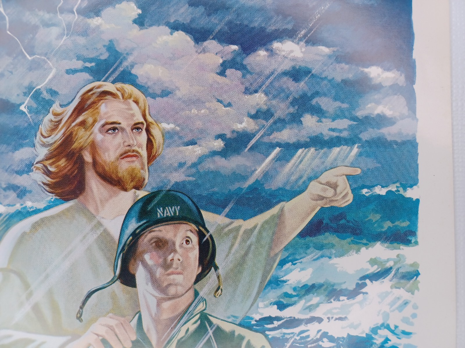 George Pollard Print Jesus Showing The Way Navy Soldier Copyright 1969 Imperial