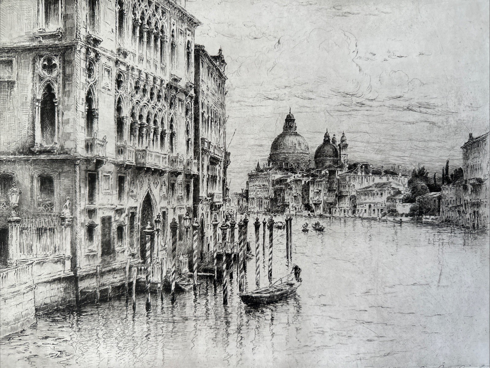 Paul Geissler Venedig etching signed 13.5”x10” Plate Unframed