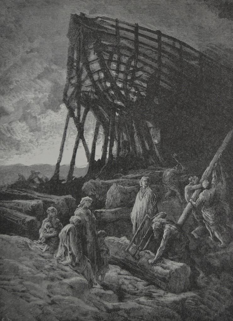 Antique Gustave Dore Religious Building the Ark Occult Printed 1880 History