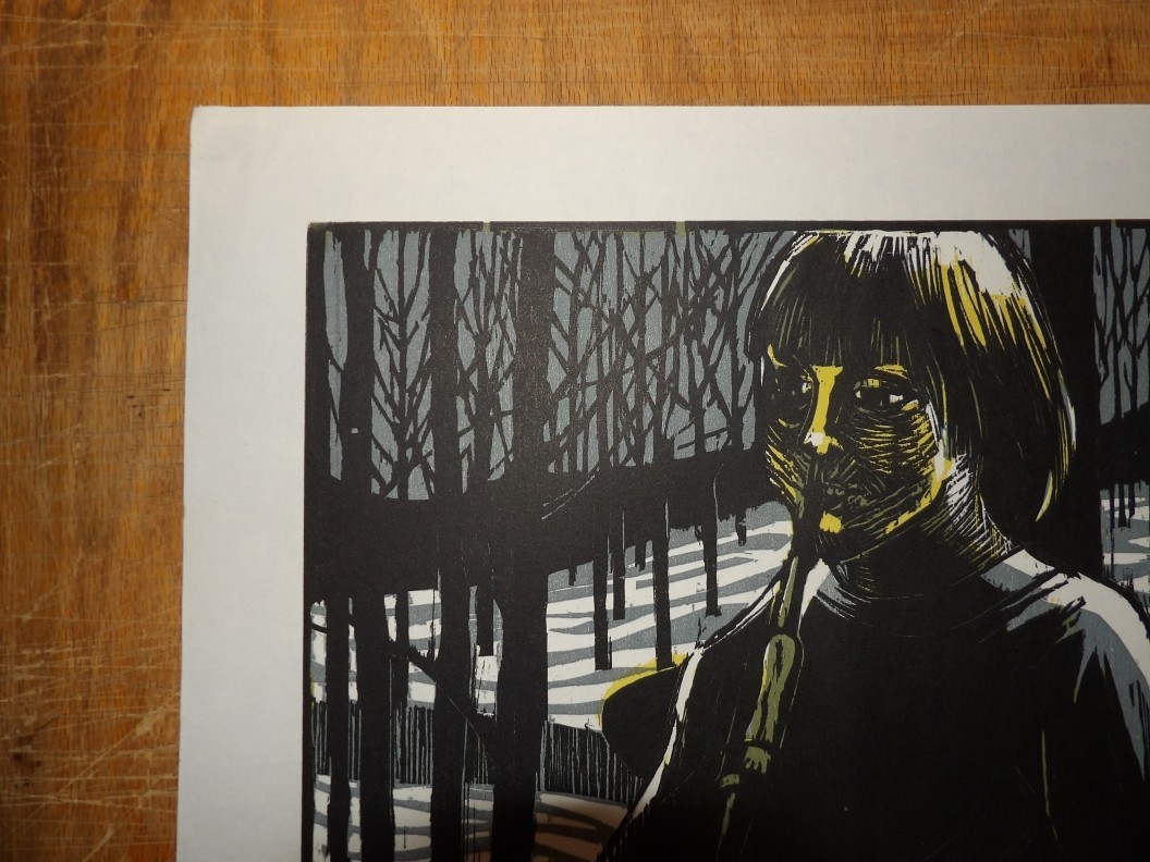 Hanne Greaver “The Chanter” LIMITED EDITION COLOR WOODCUT LAKESIDE STUDIO 1972