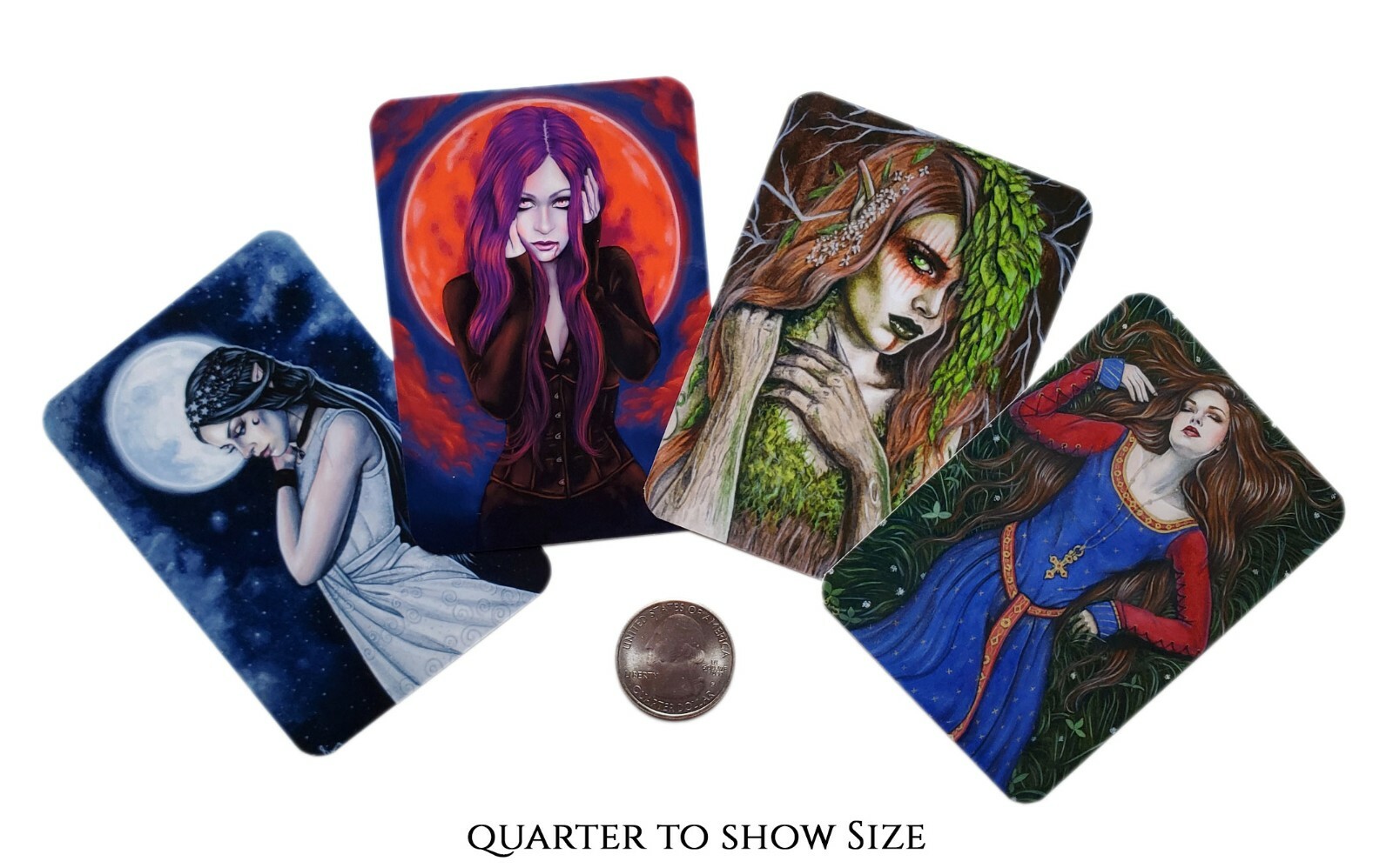 ACEO PRINT Tarot Card The Hanged Man Mermaid Non-binary Seaweed Blue Red