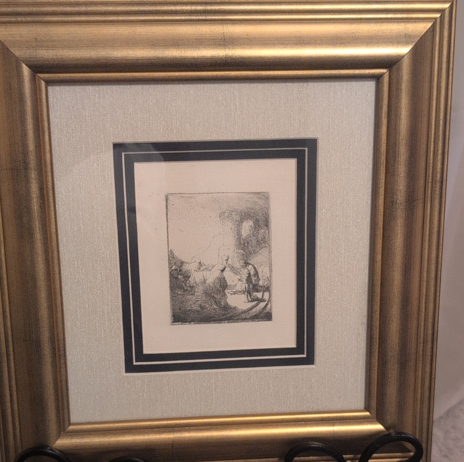 After Rembrandt Christ Disputing with the Doctors Etching 1880 Framed