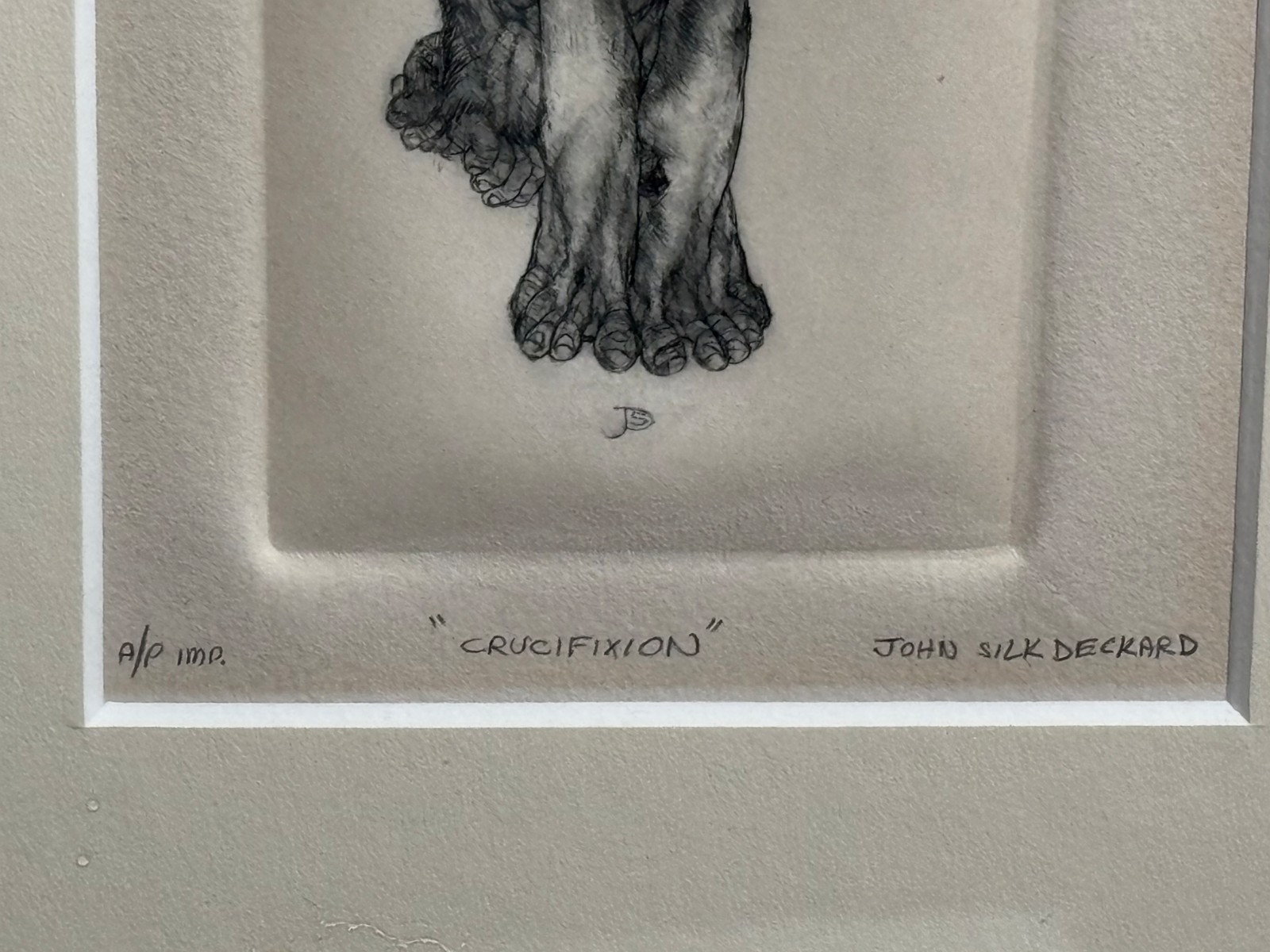 20×15 Artist Proof A/P IMP. CRUCIFIXION John Silk Deckard DRAWING Surrealism