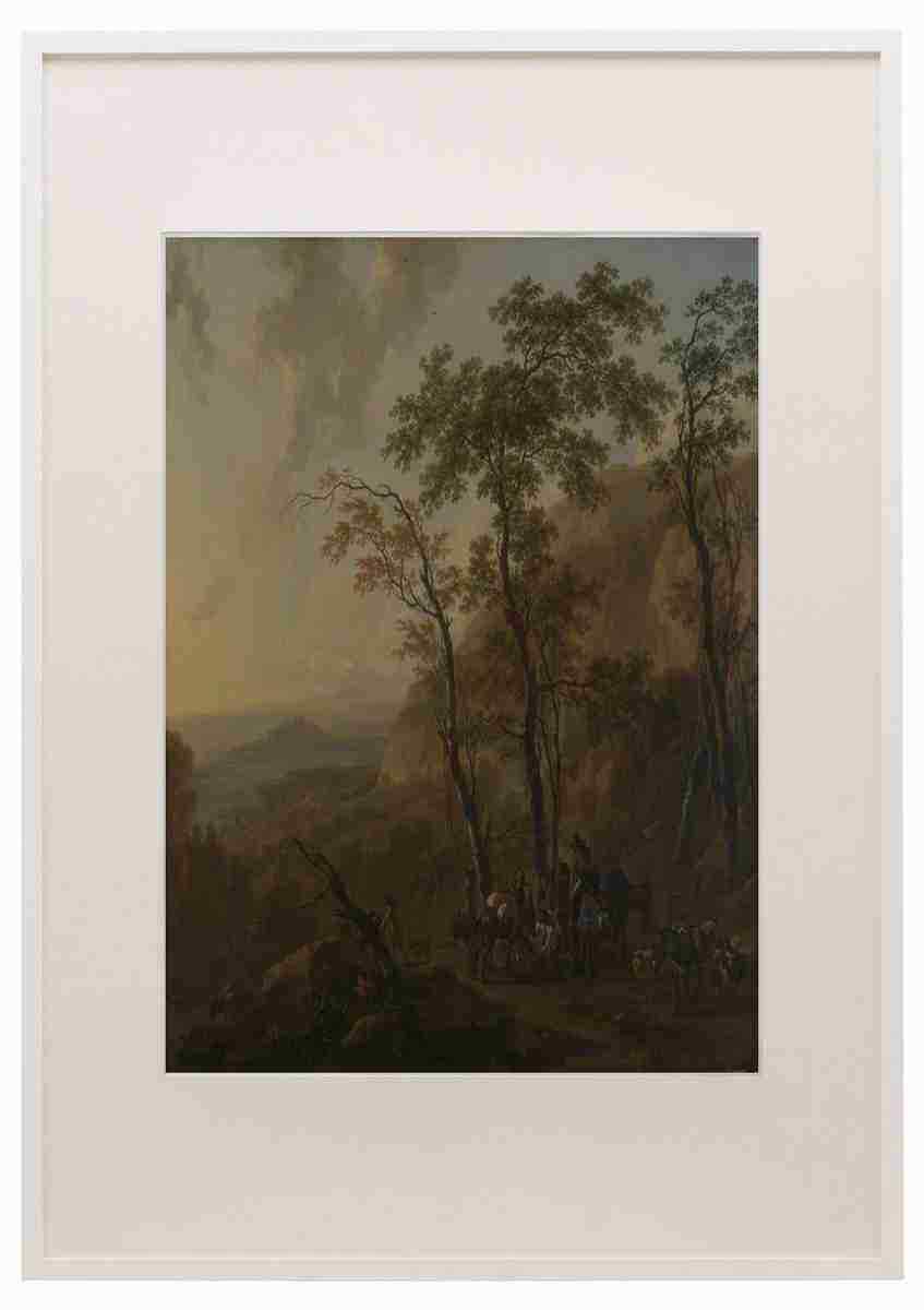 Nicolaes Berchem Mountainous Landscape with Muleteers A3 A4 Framed Print Pictur