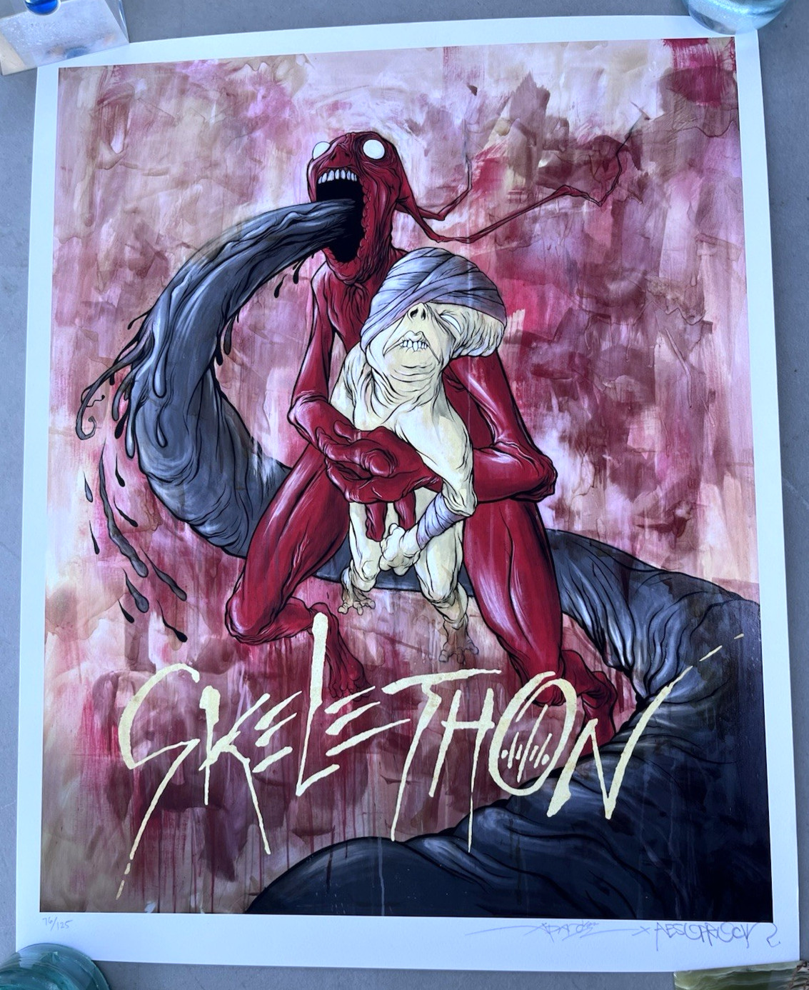 2012 Alex Pardee x AESOP Rock Skelethon Signed & Numbered Art Print 16×20″