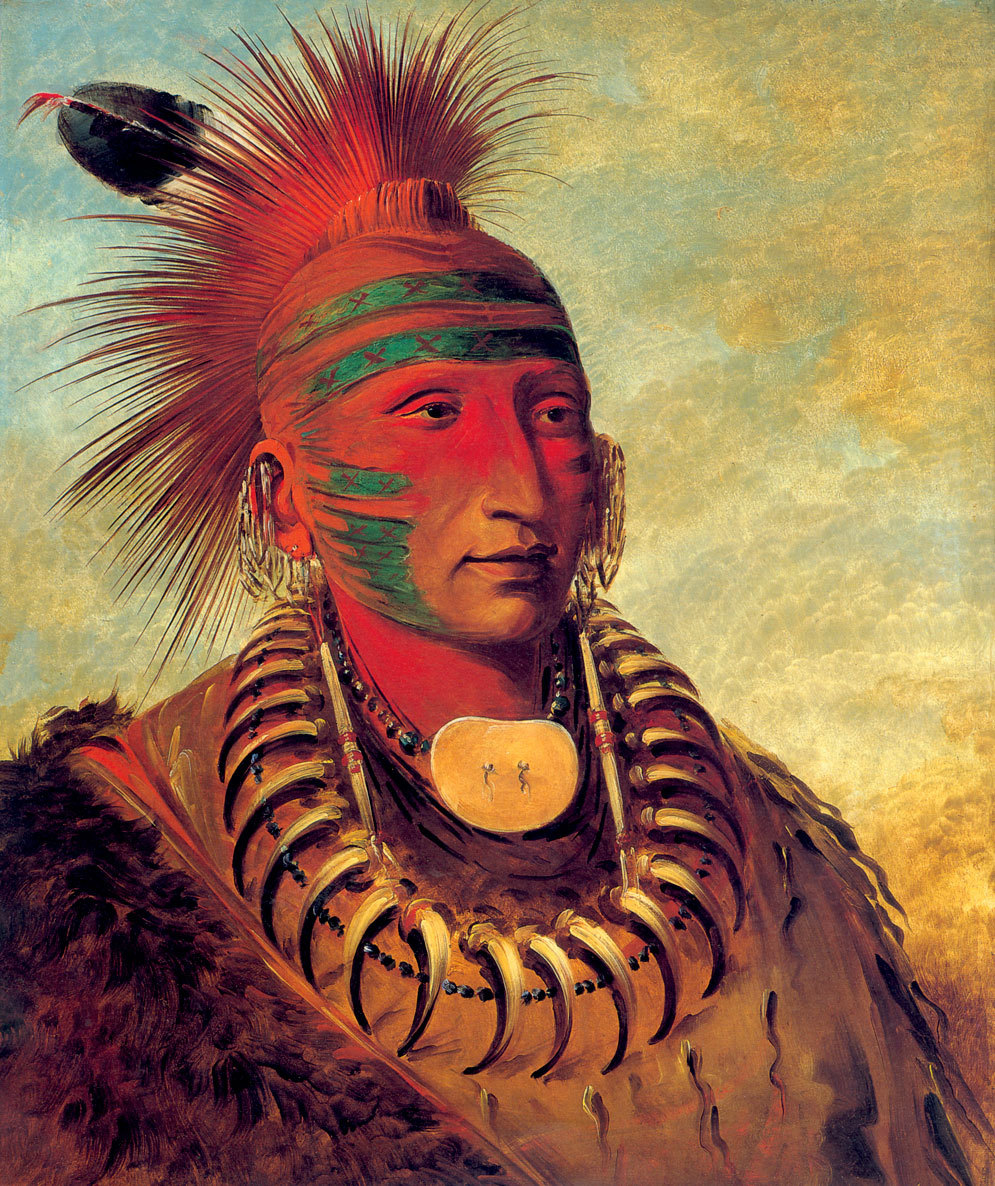 Iowa Warrior 15×22 George Catlin Native American Indian Art