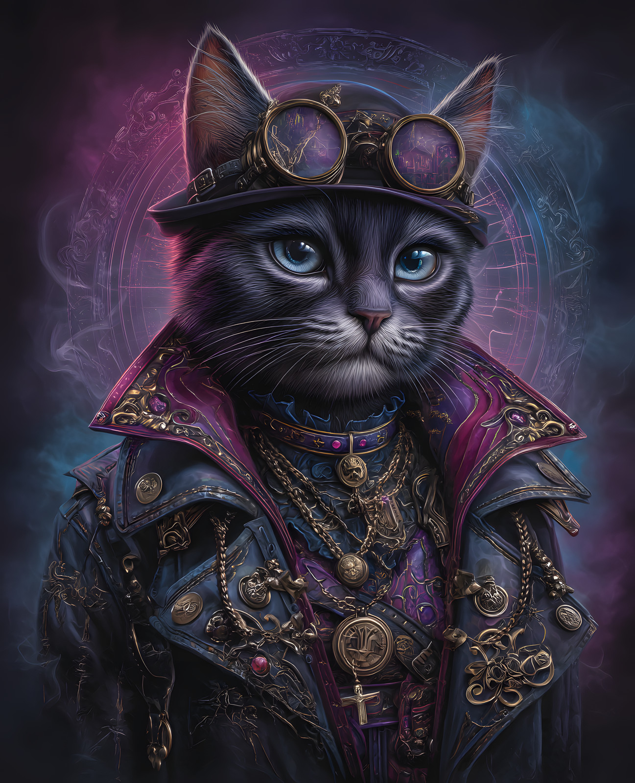 8×10 Cat Dressed As A Steampunk Art Print Wall Decor – 341300571