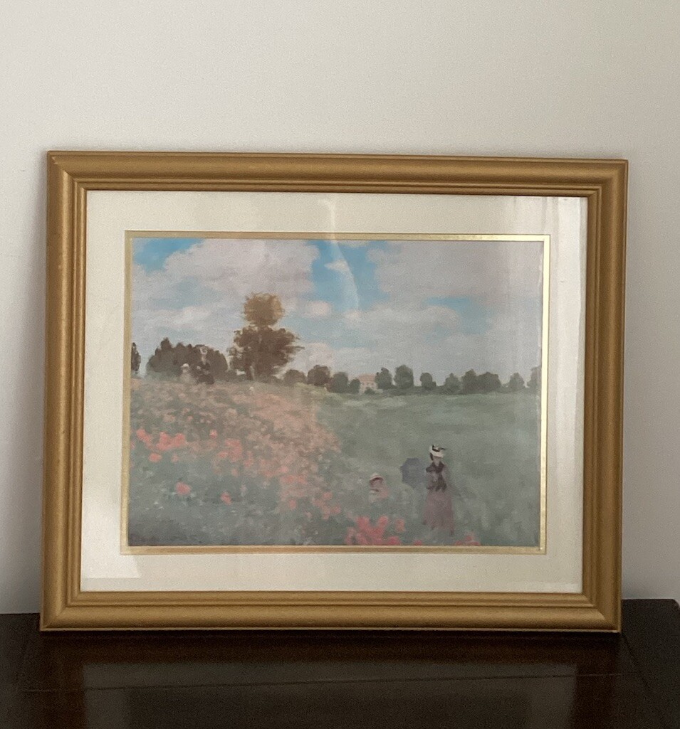 CLAUDE MONET FIELD OF POPPIES LES COQUELICOTS -1873 WOOD FRAMED PRINT 23”x18