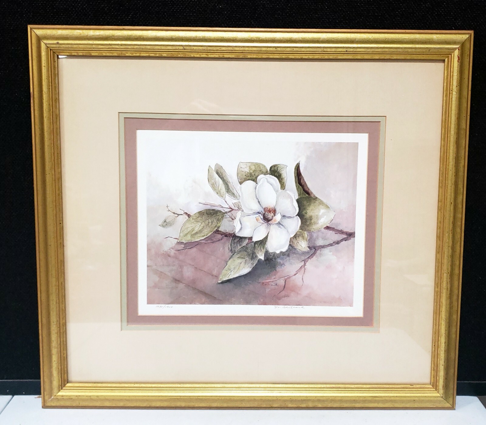 Mary Bertrand Limited Edition Gardenia Print 1430 Of 1900 Signed Matted Framed