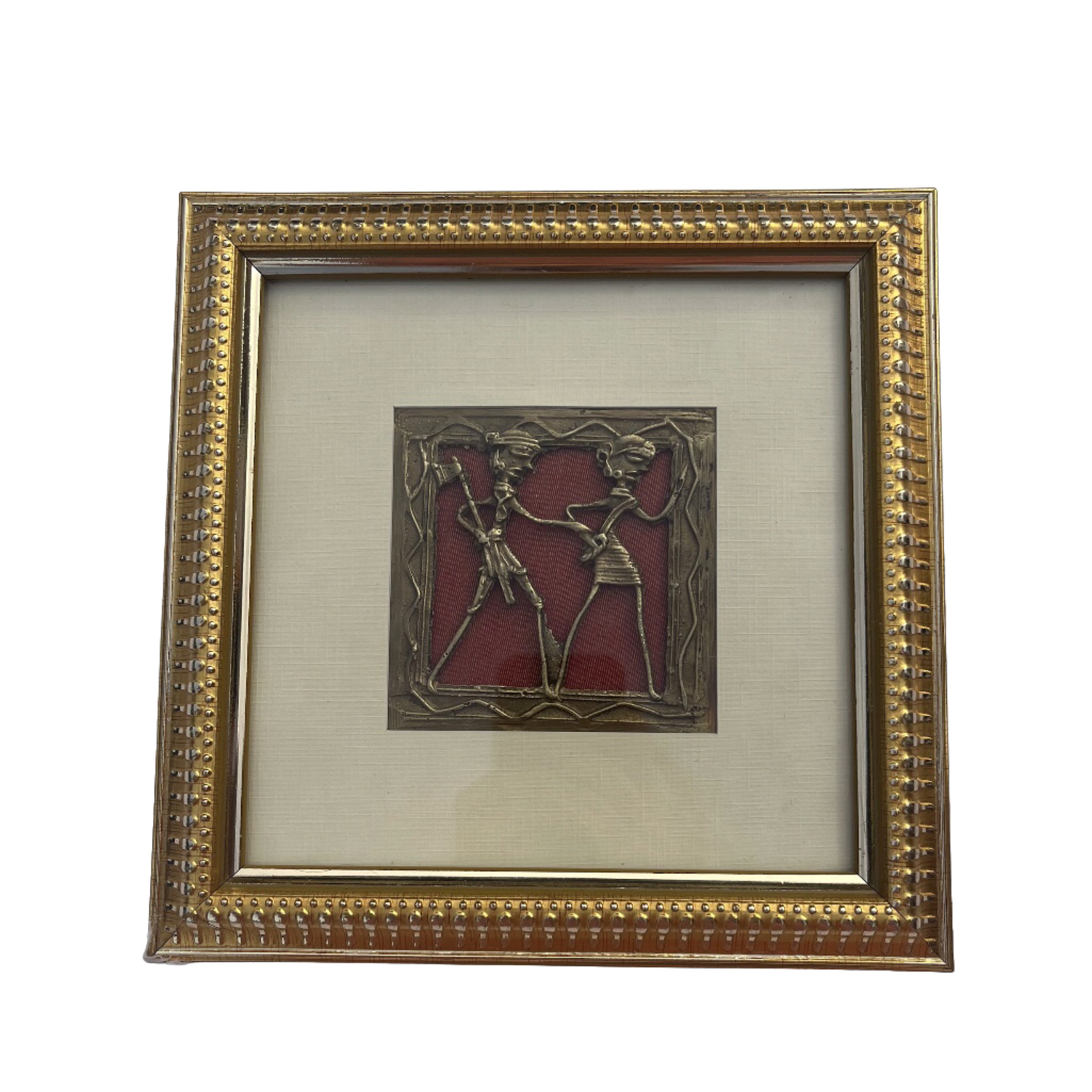 SHILP KATHA Dhokra tribe Art by Madhya Pradesh Frame Brass “Walking Farmers”