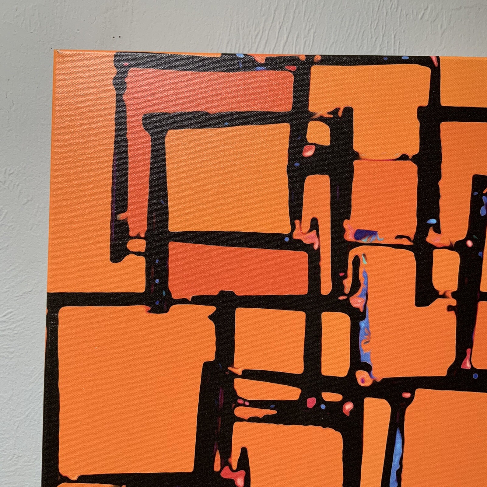 Large 36” X 36” Orange Abstract Print, Canvas Stretched, Ready to Hang