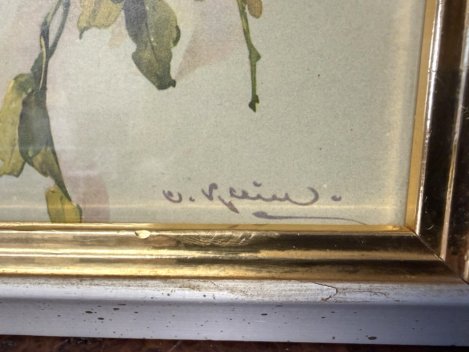 Vintage MCM Pair of Framed Turner Fruit Prints Gold/White Frames Cottage Core
