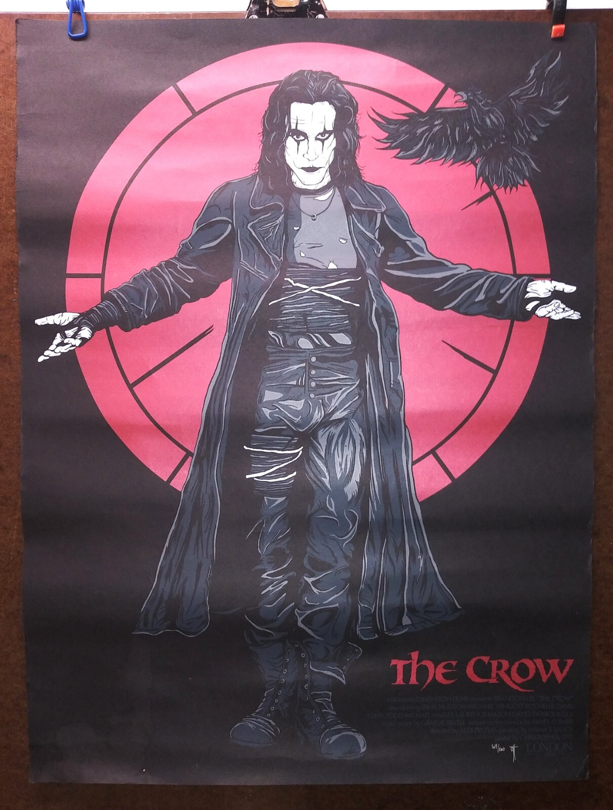 Rare art poster BRANDON LEE, THE CROW artist signed numbered CHRIS OTT gothic