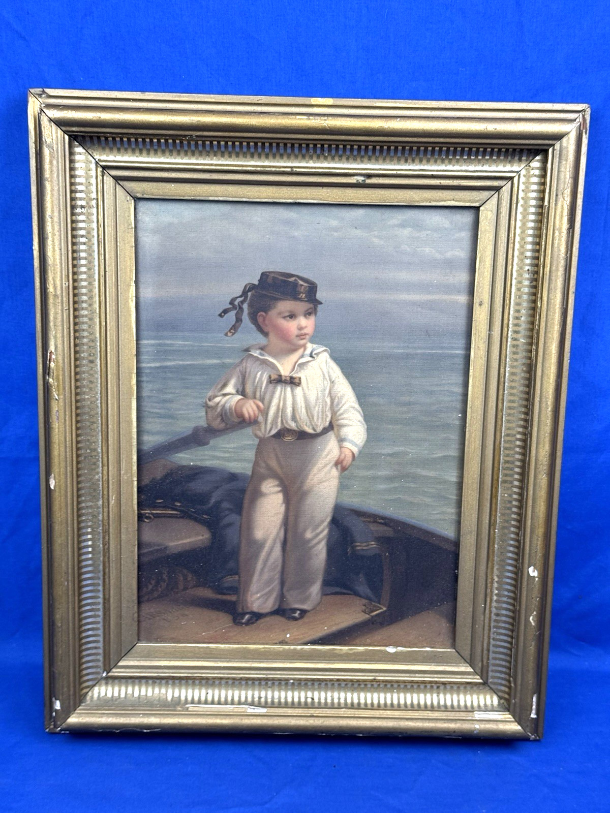 1872 Chromolithograph “The Young Commodore” Louis Prang & Co., Original LABELS