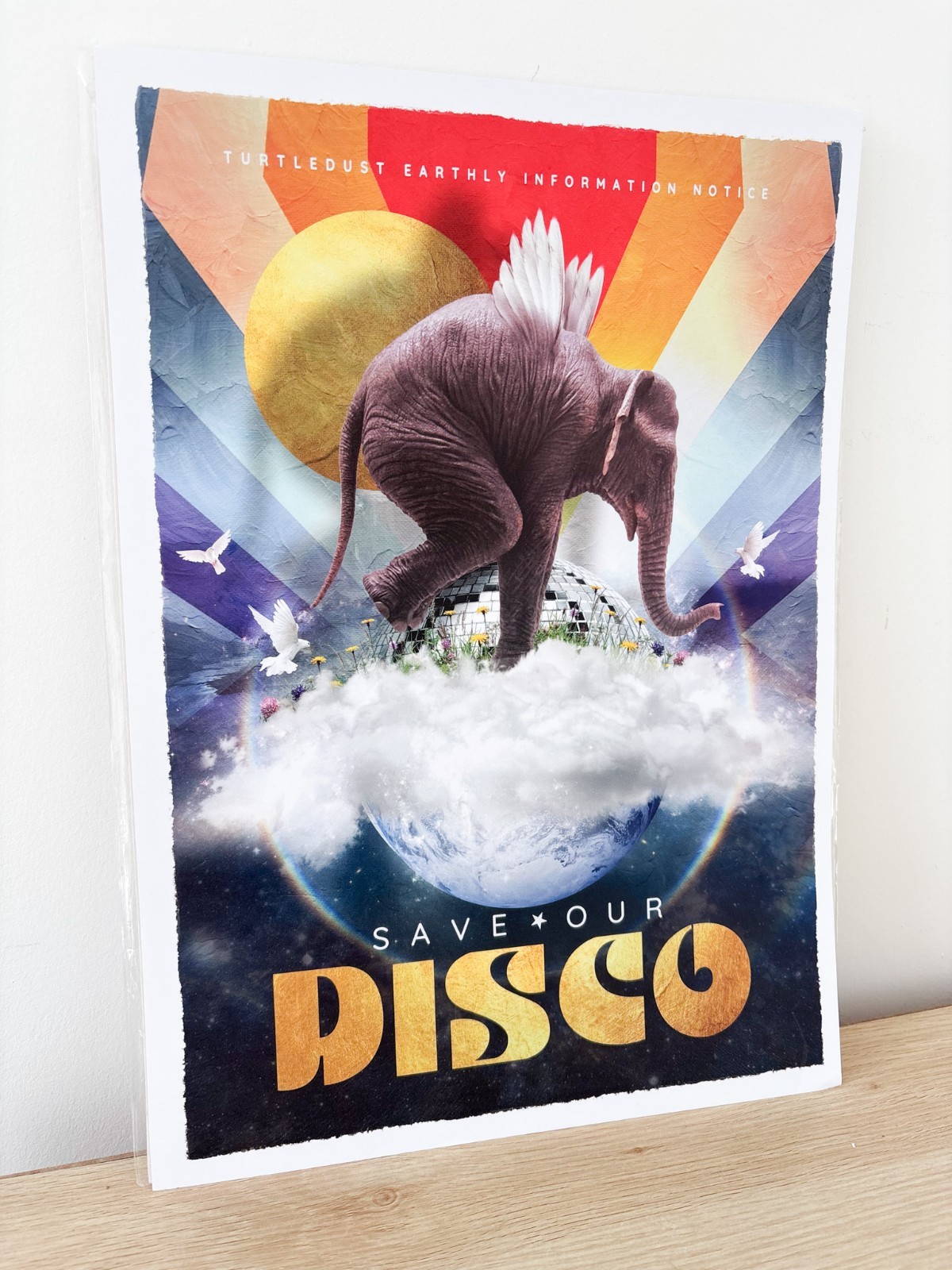 Turtledust Elephant Wall Art Print Sustainability Unframed 30cm x 42cm