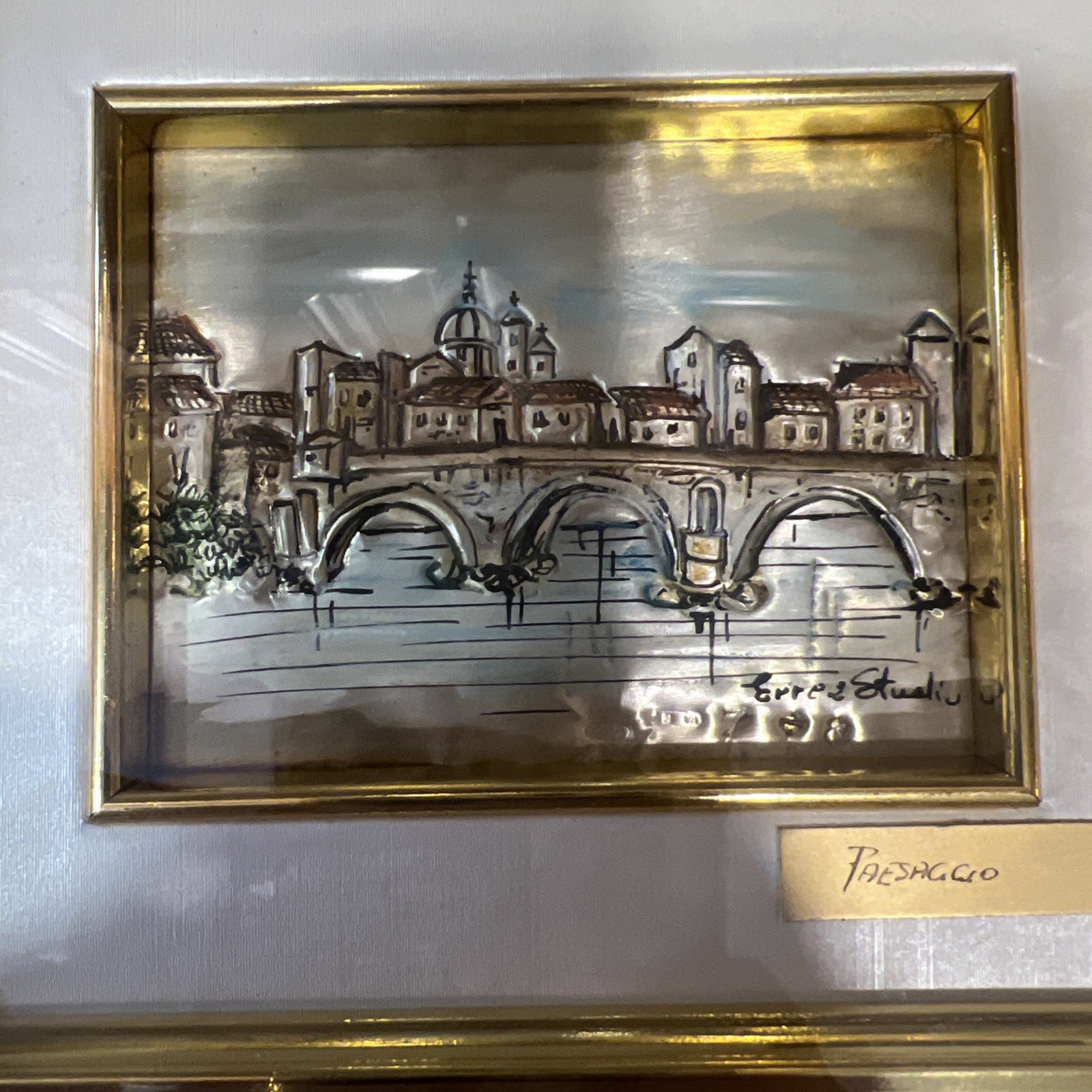 Vintage Italian 3D Florence Ponte Vecchio Walling Hanging 7×9