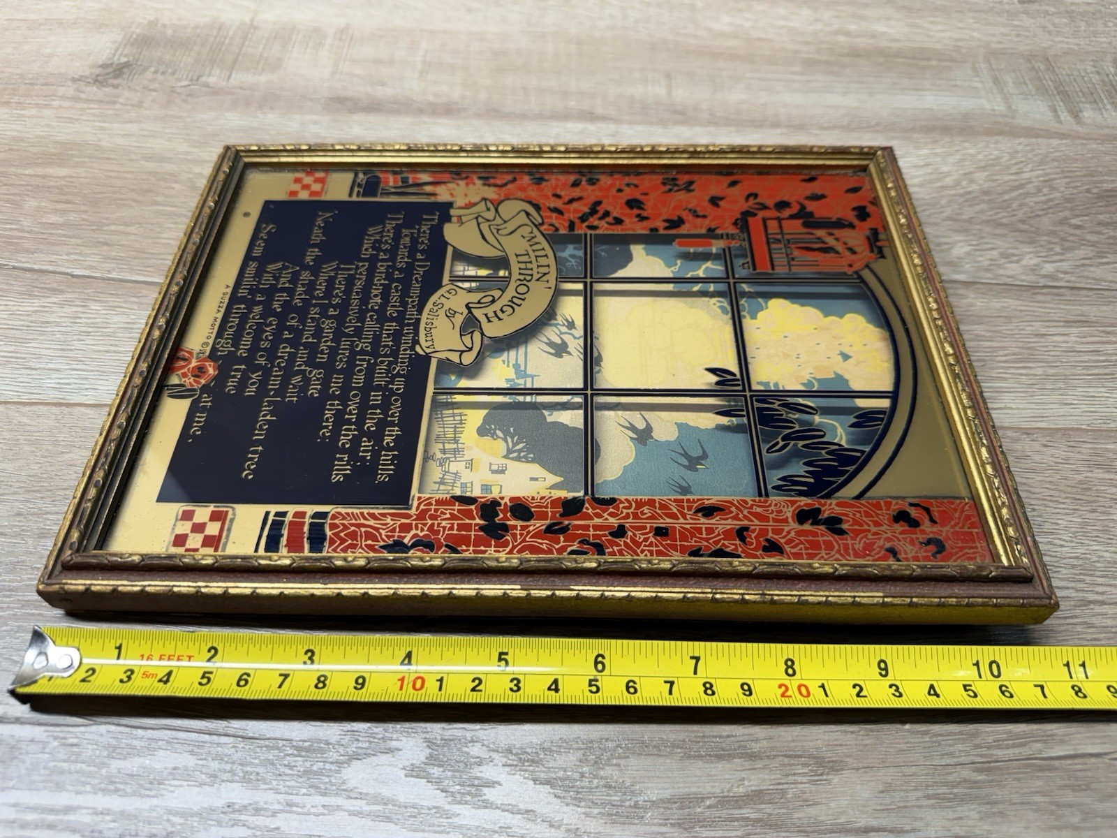 Antique Vintage 1926 Buzza Motto Smilin Through Poem G.L. Salisbury Art Frame