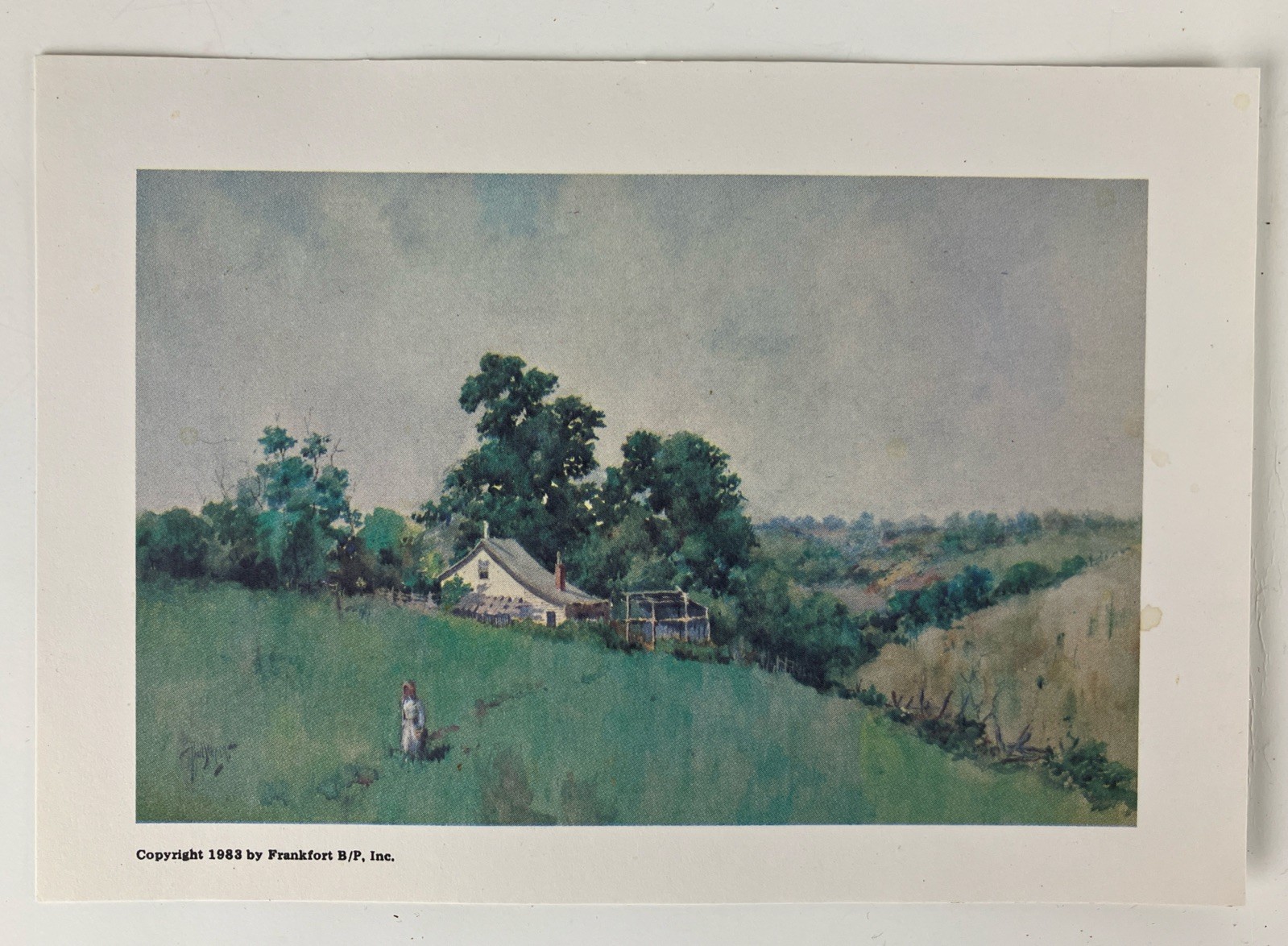 Vtg 1983 Paul Sawyier Small 3.5 X 5.5 Art Print YESTERDAY’S SUMMER Frankfort KY