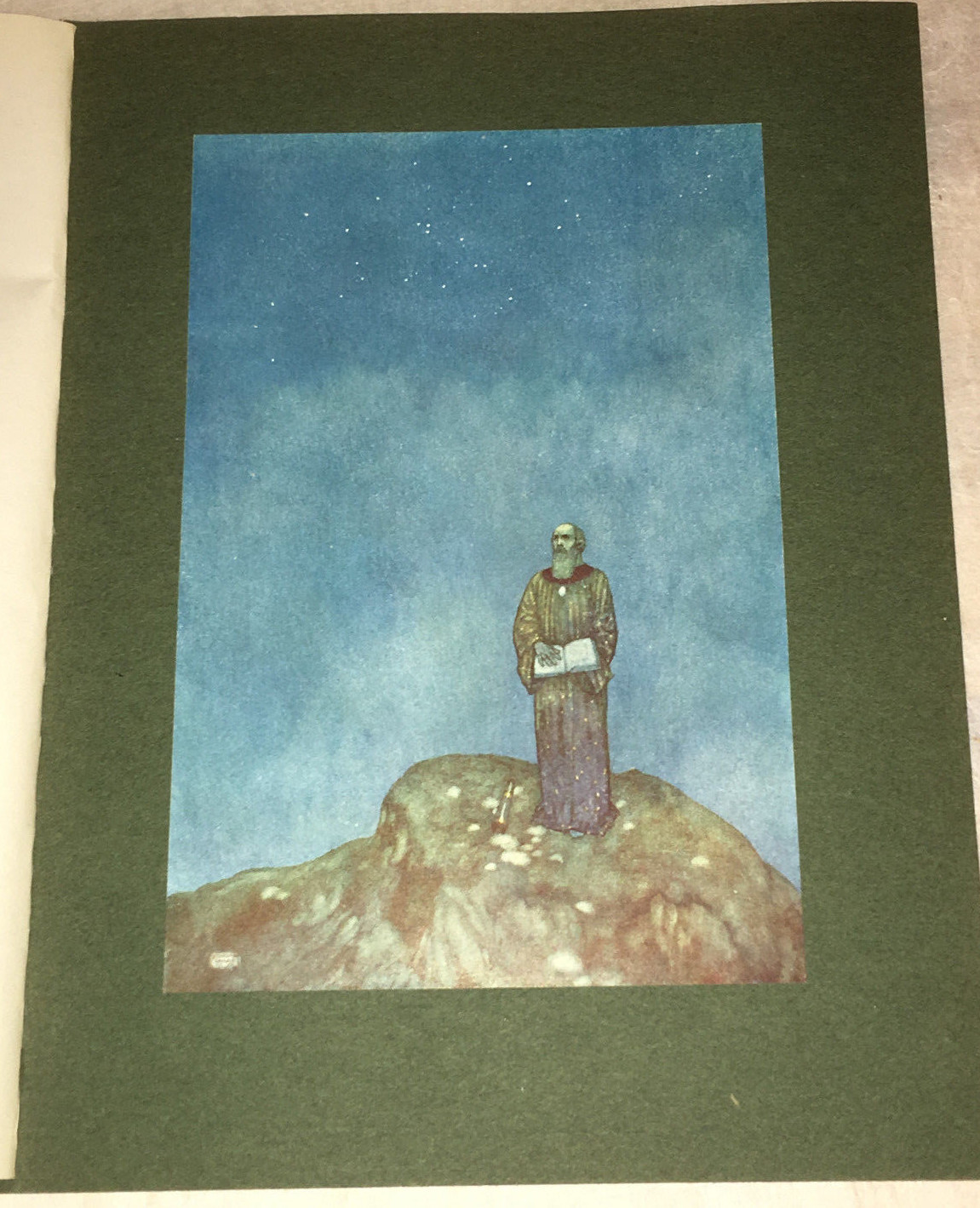 Edmund Dulac Original Mounted Color Print Prospero Shakespeare’s Tempest 1908