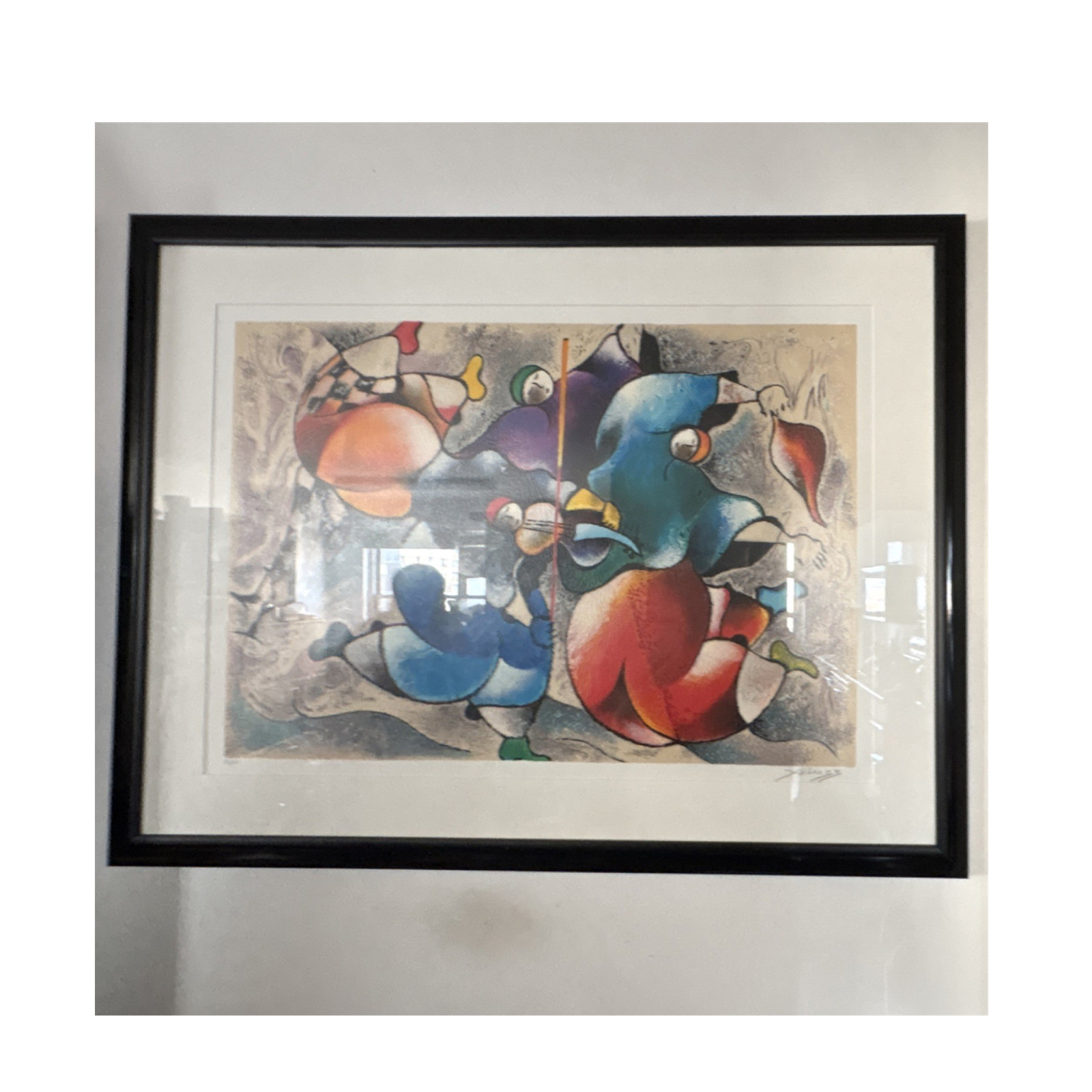 Matted & Framed Abstract Figures Art Print Landscape