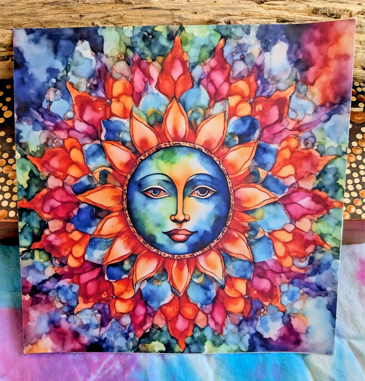 Sun Face Watercolor – Peel and Stick Art Prints and Wall Murals – 8 x 8 in