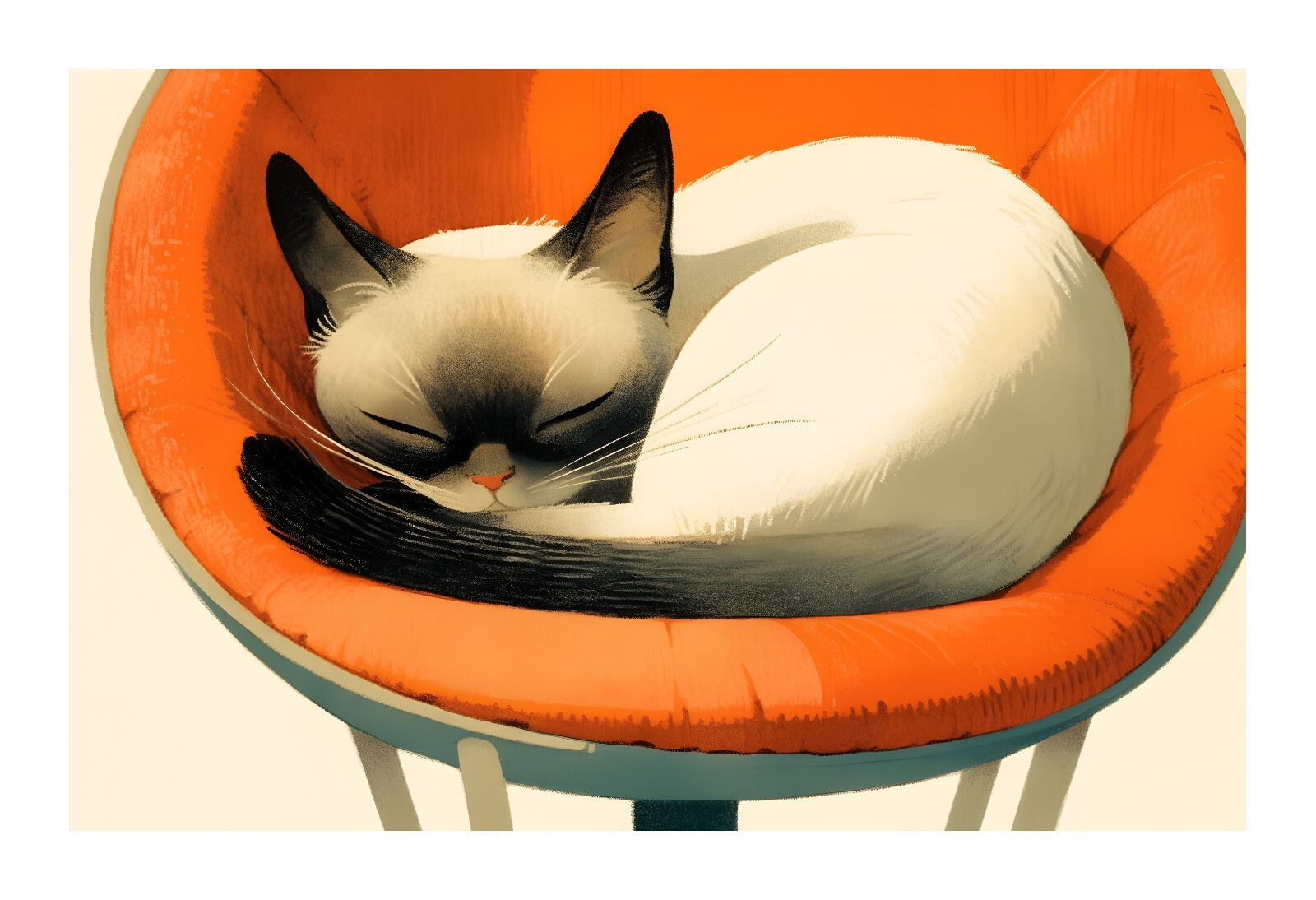 Mid Century Modern Sleepy Siamese Cat Art Print cp7