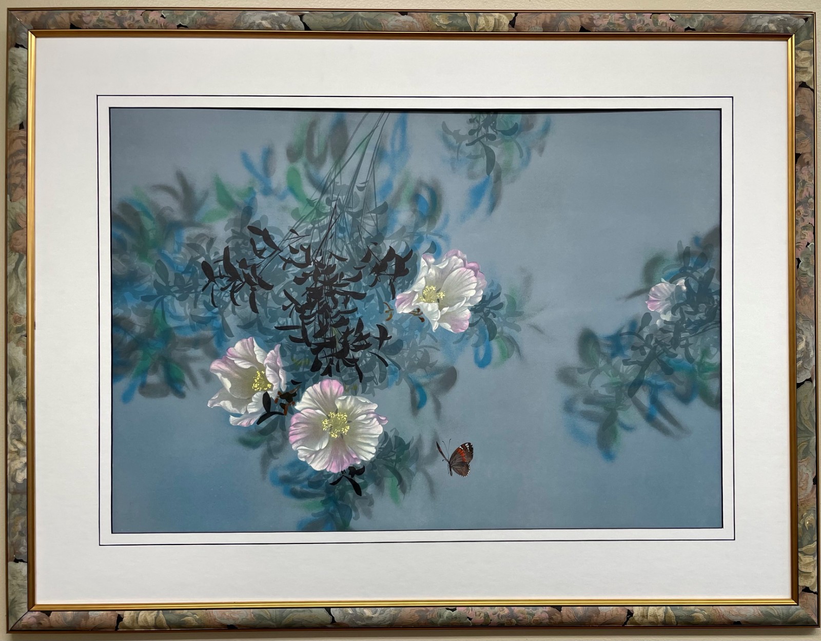 David Lee “Butterfly” Custom Framed Asian Art New Floral Flower Hummingbird NEW