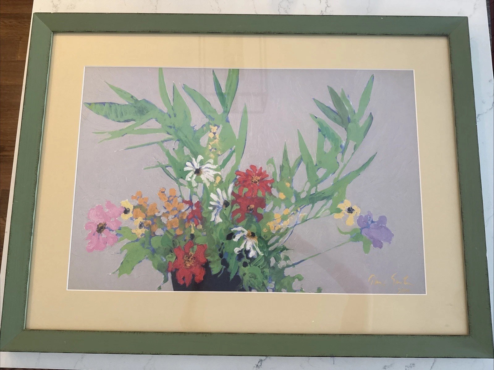 Ramon Santiago Floral Art, Print Nicely, Framed And Matted