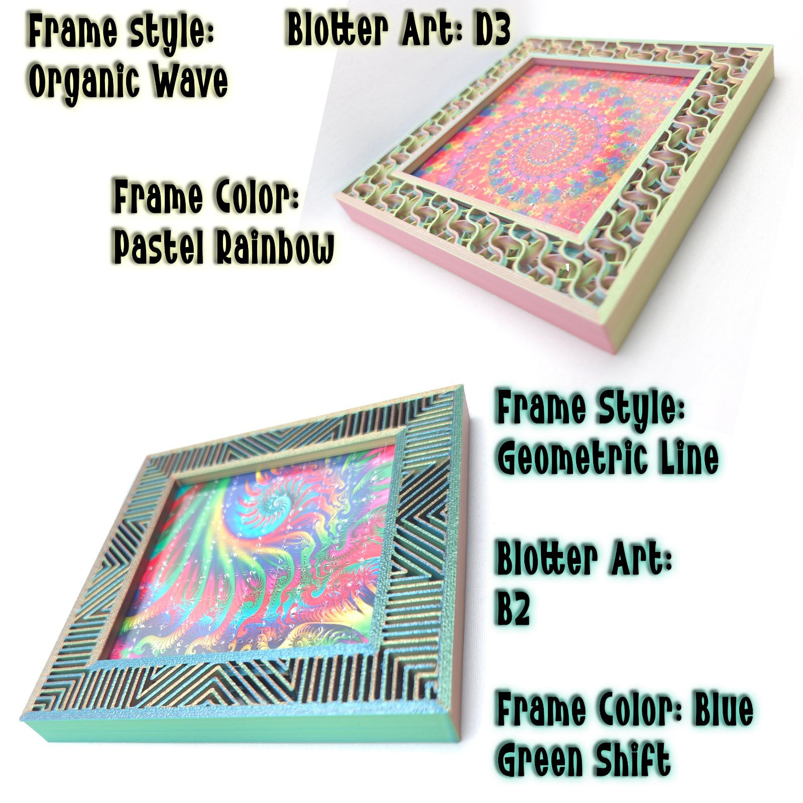Framed Blotter Art Print – Build Your Own Psychedelic Wall Art – Custom Color