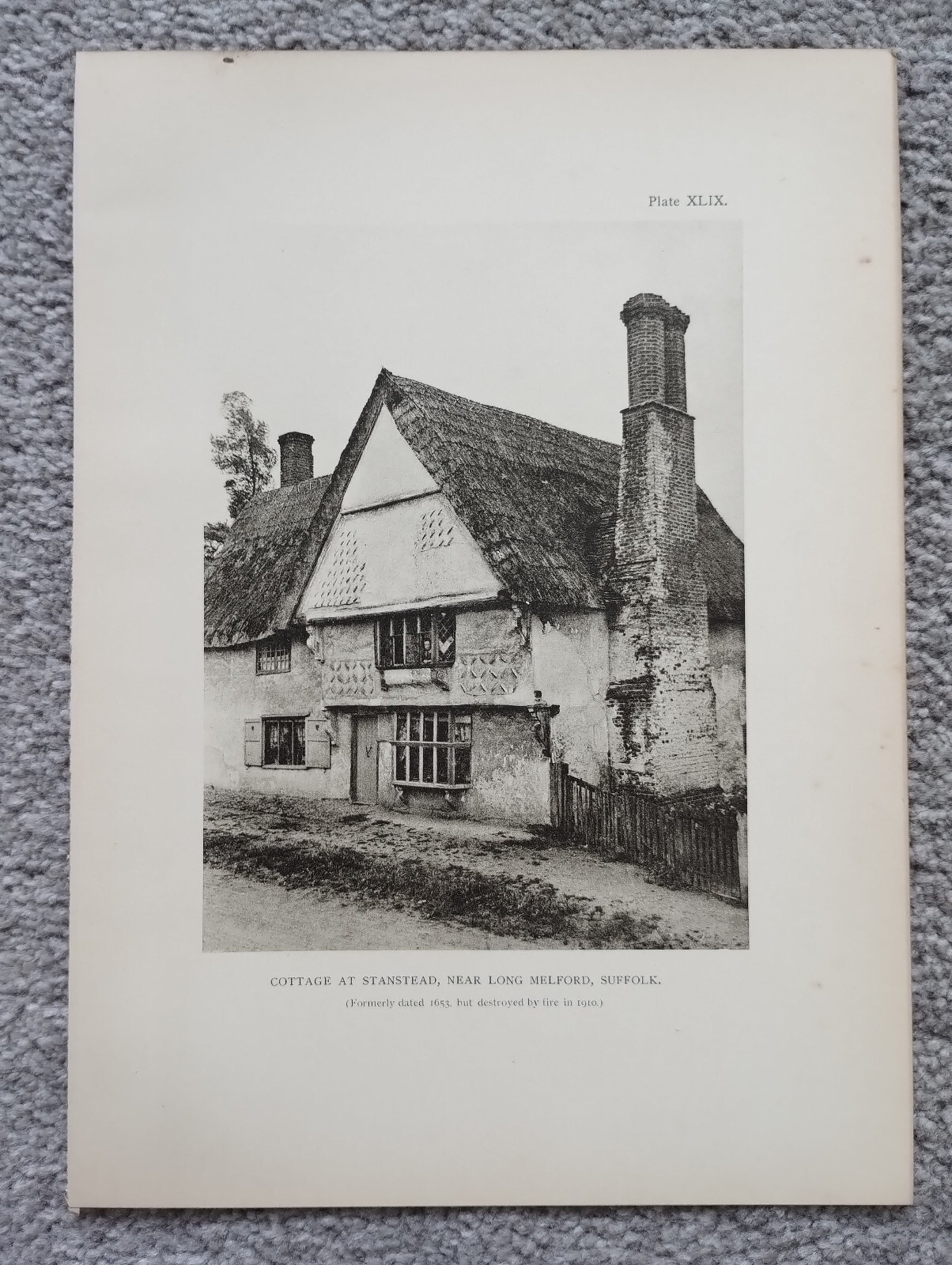 Cottage at Stanstead, Long Melford, Suffolk – Antique Print – 1912