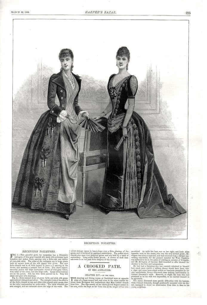 Reception Toilettes – Ladies Victorian Fashions – Harper’s Bazar – 1889