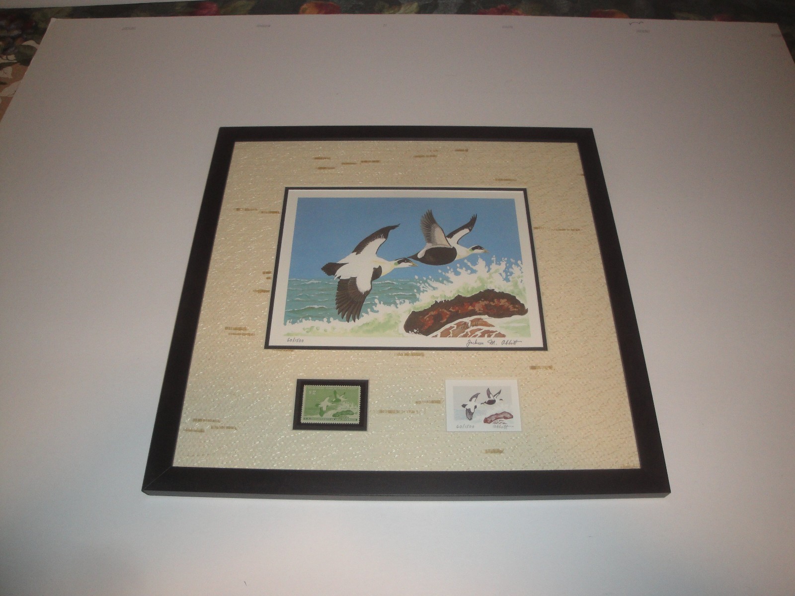 1957 Framed Federal Duck Stamp Print “American Eiders” Colored Edition RARE!