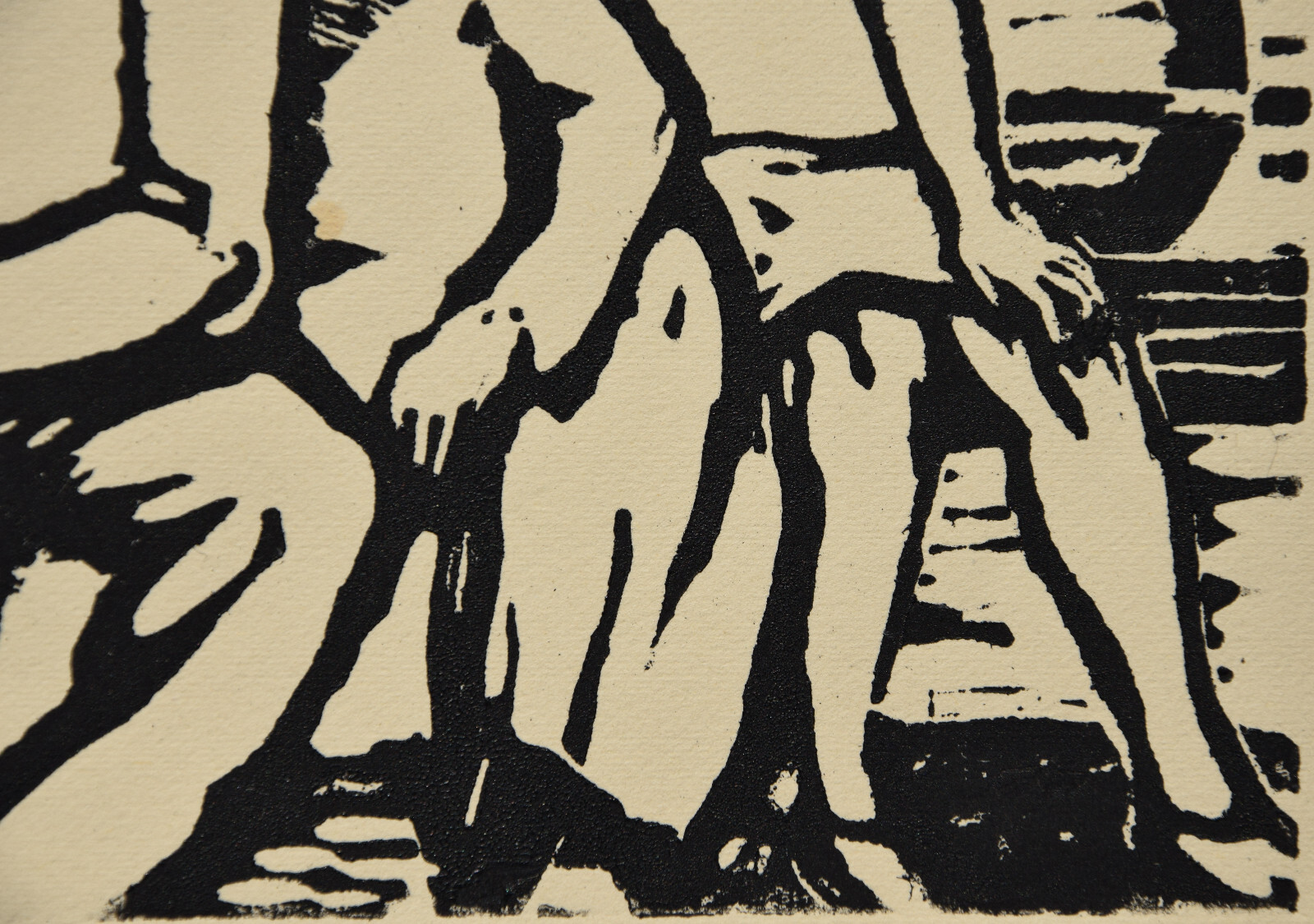 Arnold Hilmer 1908-1993 Hamburg/linocut around 1930/people on boat
