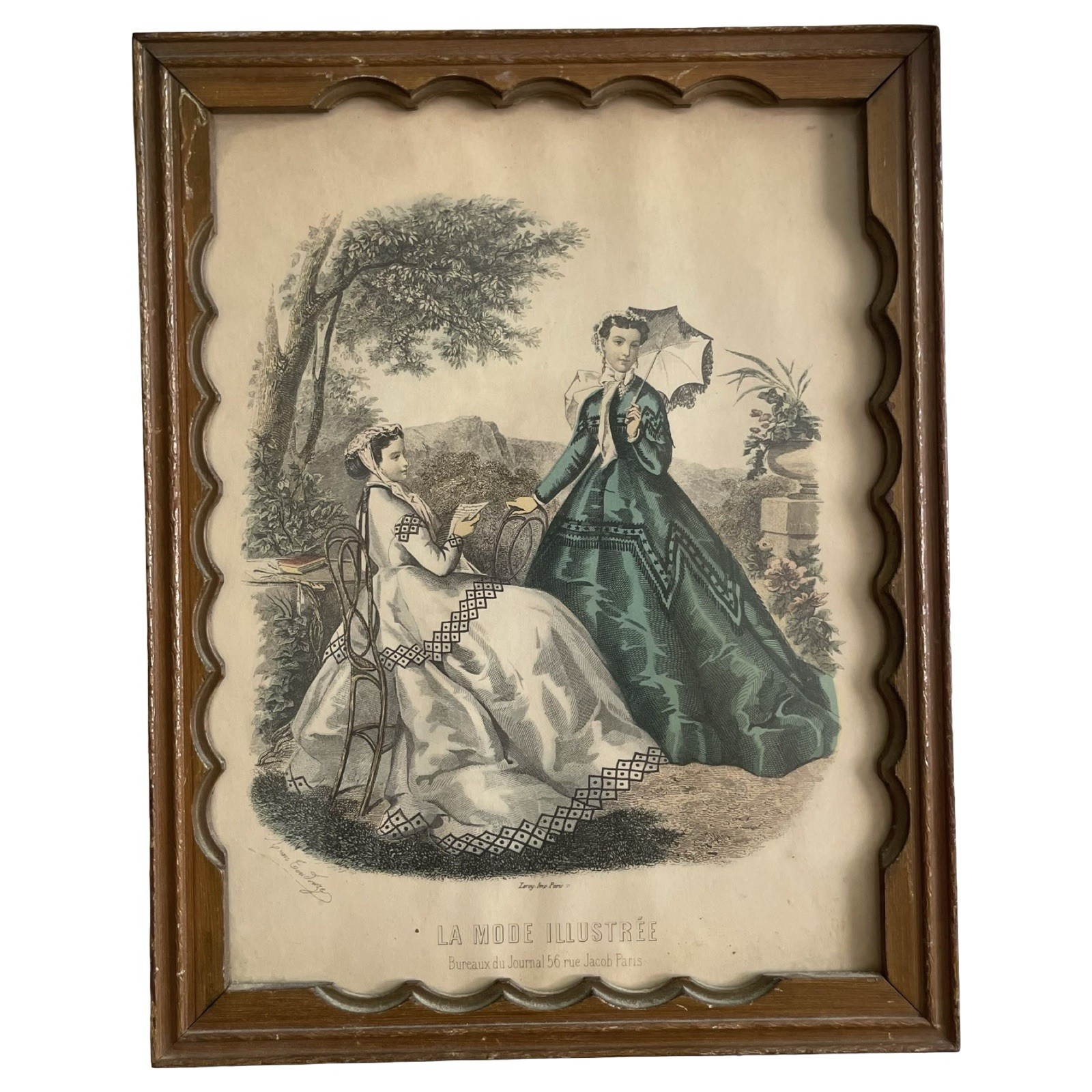 La Mode Illustrée Fashion Print Framed Antique Victorian Artwork Leroy Imp Paris