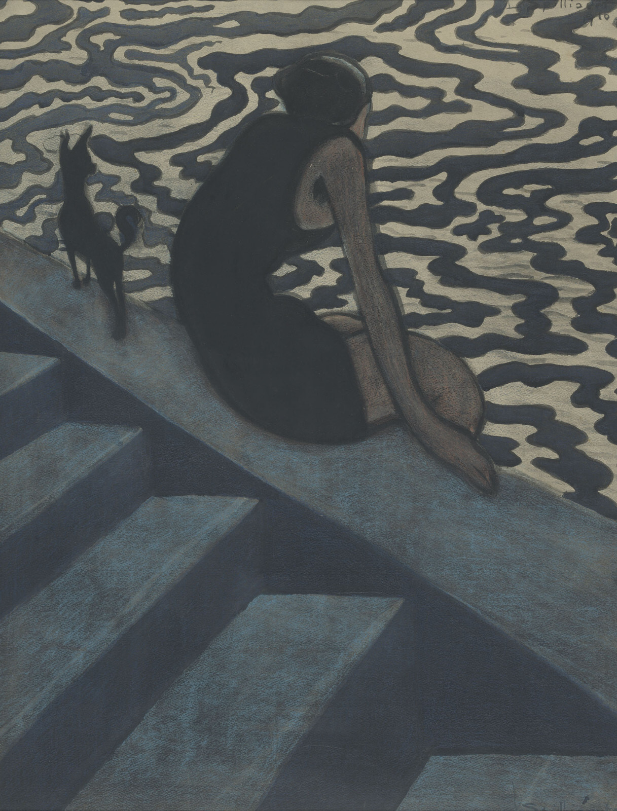 Léon Spilliaert – Bagnante (1910) Bather Sitting Pool – 17″ x 22″ Fine Art Print