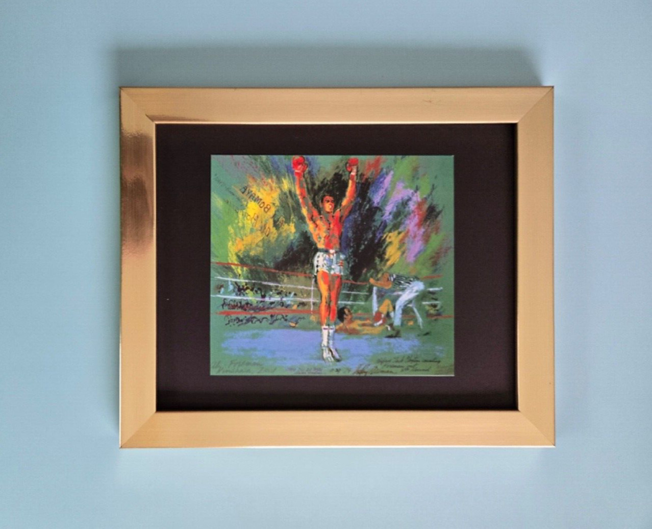 LEROY NEIMAN MUHAMMAD ALI WORLD CHAMPION BOXING1980S PLATE SIGNED PRINT FRAMED W