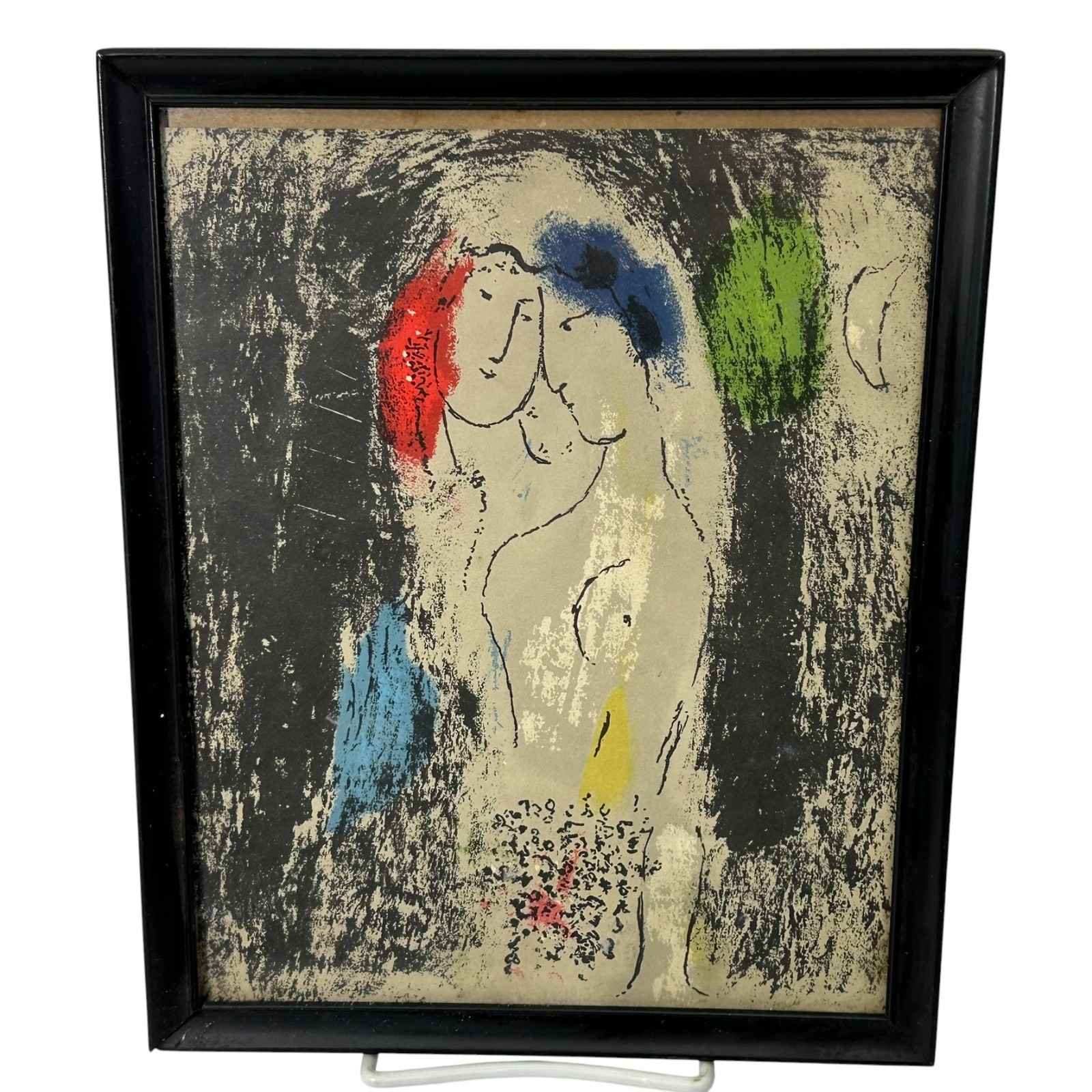 Vintage Marc Chagall “The Lovers In Grey” Original Lithograph Art Print Framed