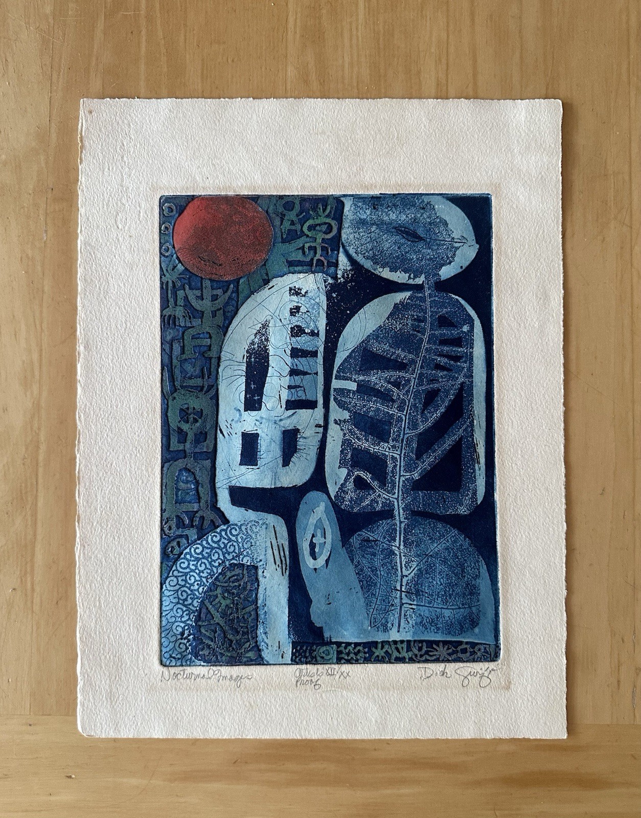 Dick Swift, “Nocturnal Images” Multi-Color Viscosity Etching. Signed and titled
