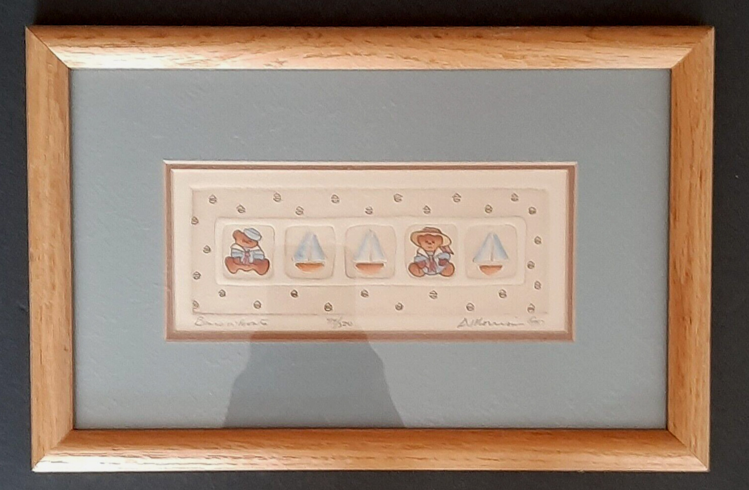 Brooke Morrison Artist “Bears n’ Boats” signed #414/520 Framed Matted 8″ x 12″