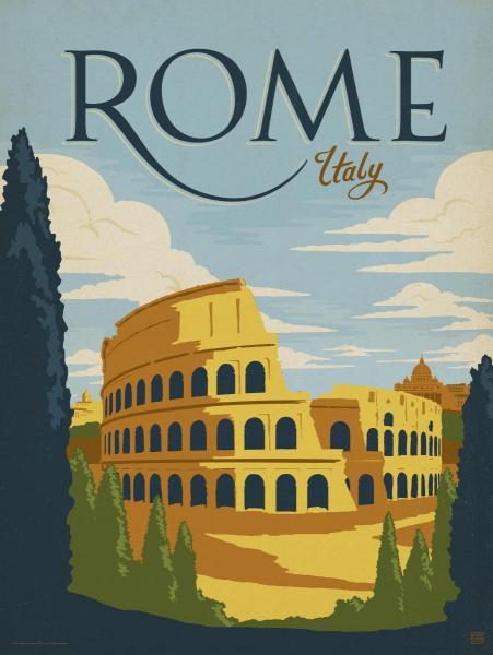 Roman colosseum, digital, open edition, Vintage Sign-recreated, 24×18