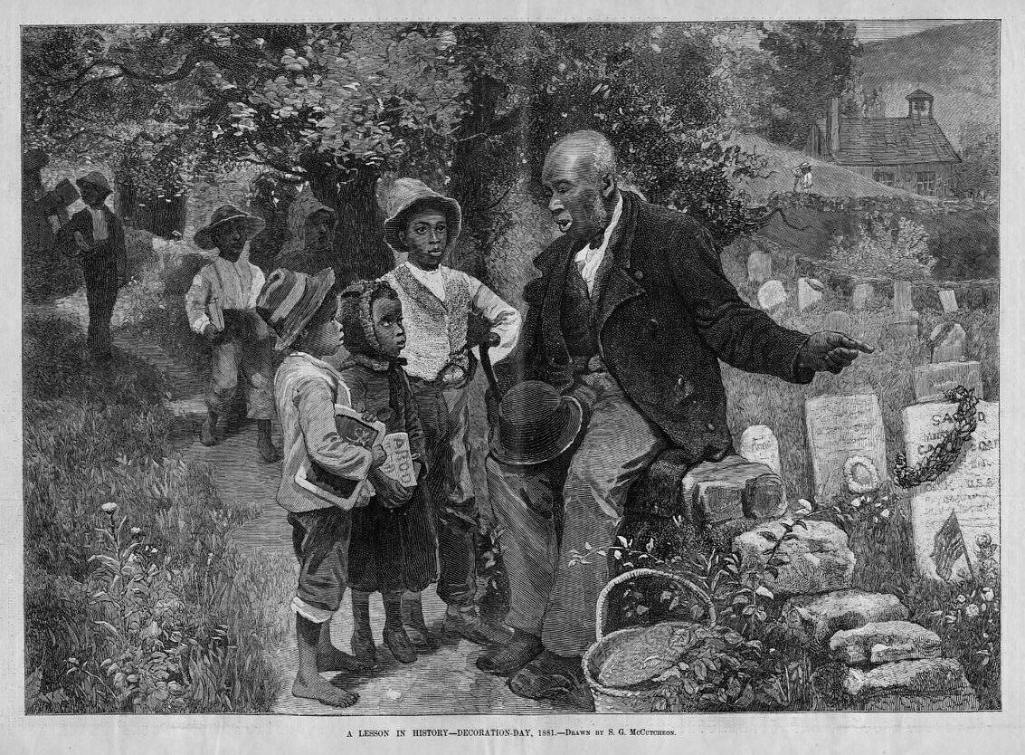 DECORATION DAY AT THE CEMETERY NEGRO CHILDREN RECEIVE LESSON IN HISTORY NEGROES